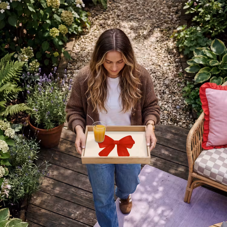 Strik - Symmetrisch - Rood - Lint Dienblad Rechthoek middel -sfeer5