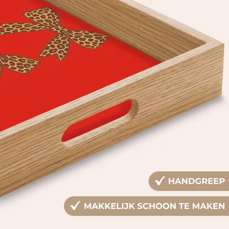 Strikken - Panterprint - Rood Dienblad Rechthoek middel -USP_HandgreepNL