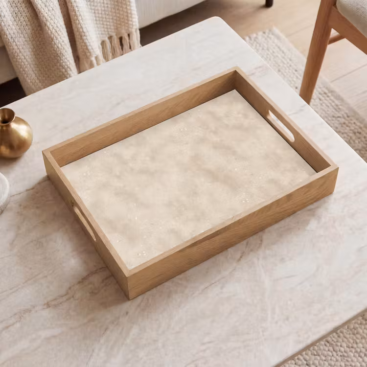 Structuur - Spikkels - Beige Dienblad Rechthoek middel 911 -sfeer1