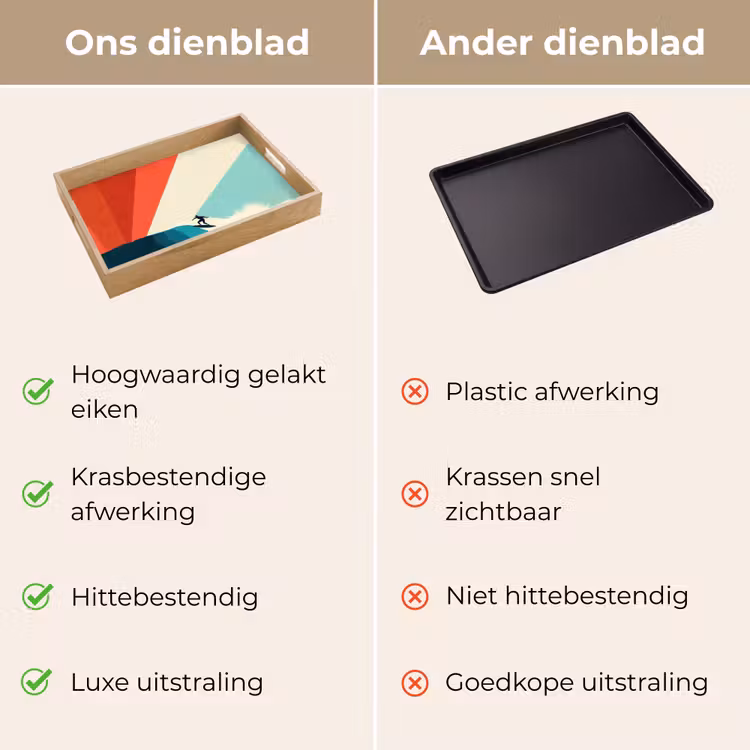 Surfer - Abstract - Golven - Zonnestralen Dienblad Rechthoek middel -USP_VergelijkingNL
