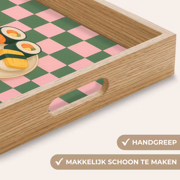 Sushi - Bord - Geblokt - Groen Dienblad Rechthoek middel -USP_HandgreepNL