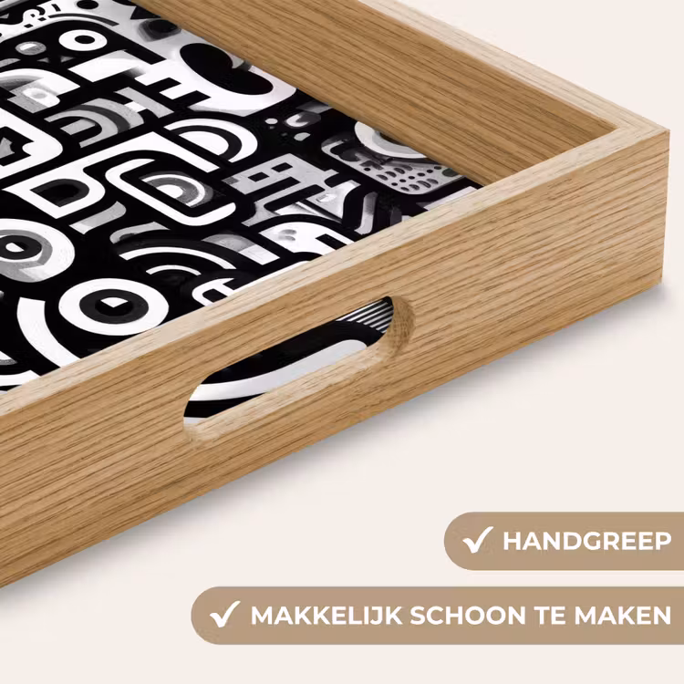 Symbolen - Abstract - Grafisch - Zwart Dienblad Rechthoek middel -USP_HandgreepNL