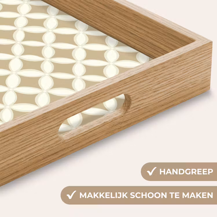 Symmetrisch - Motief - Beige Dienblad Rechthoek middel 911 -USP_HandgreepNL