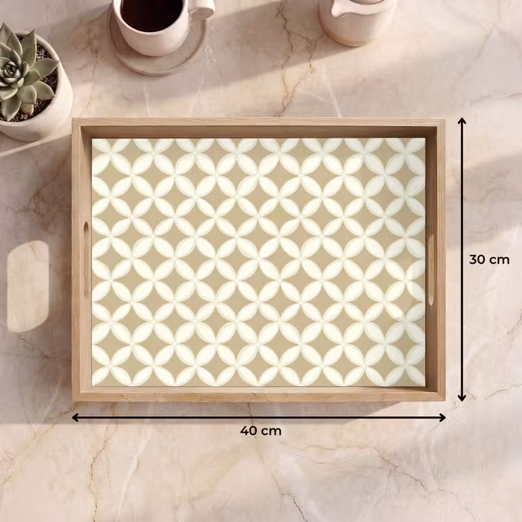 Symmetrisch - Motief - Beige Dienblad Rechthoek middel 911 -USP_Formaat