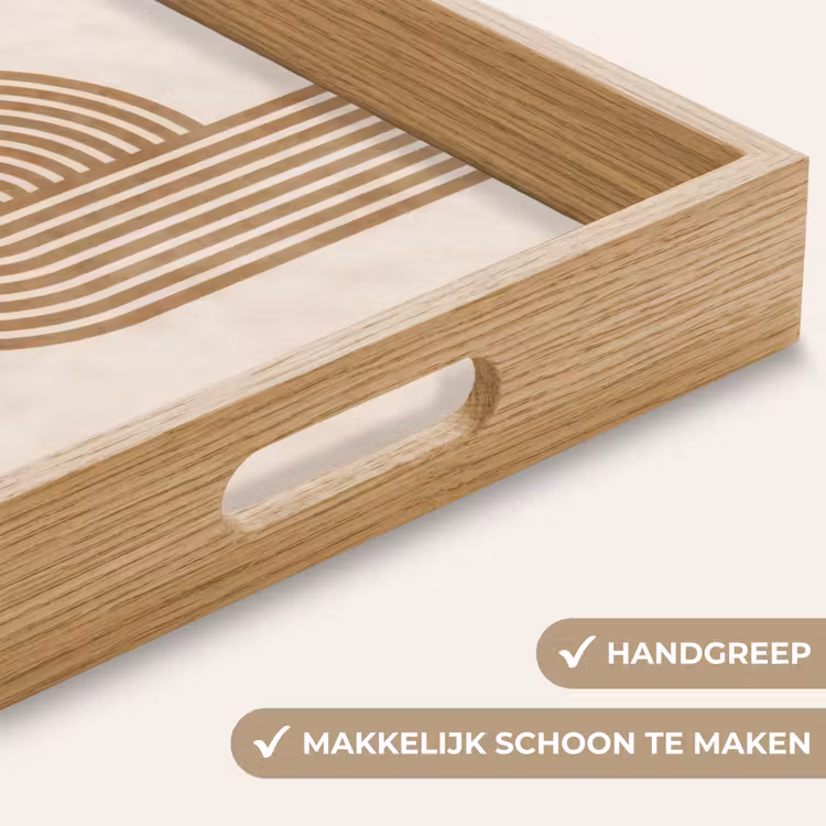 Symmetrische bocht - Koperkleurig Dienblad Rechthoek middel -USP_HandgreepNL