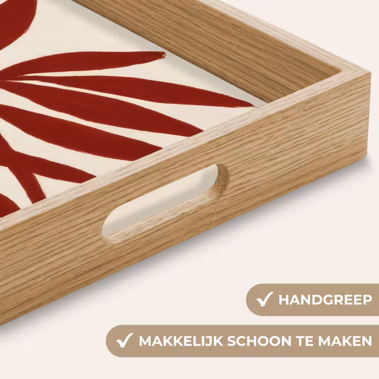 Tak - Bladeren - Rood Dienblad Rechthoek middel -USP_HandgreepNL