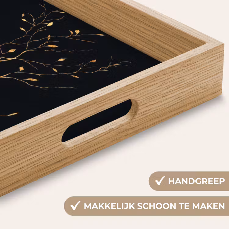 Takken - Blaadjes - Zwart Dienblad Rechthoek middel -USP_HandgreepNL