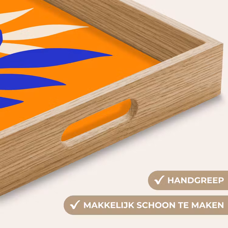Takken - Bladeren - Minimalistisch - Blauw Dienblad Rechthoek middel -USP_HandgreepNL