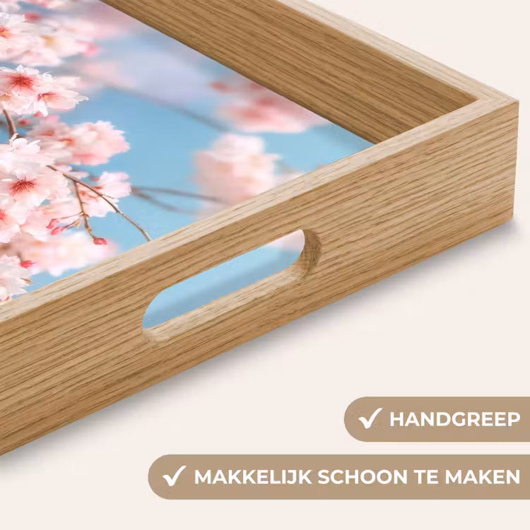 Takken - Bloesems - Roze Dienblad Rechthoek middel -USP_HandgreepNL