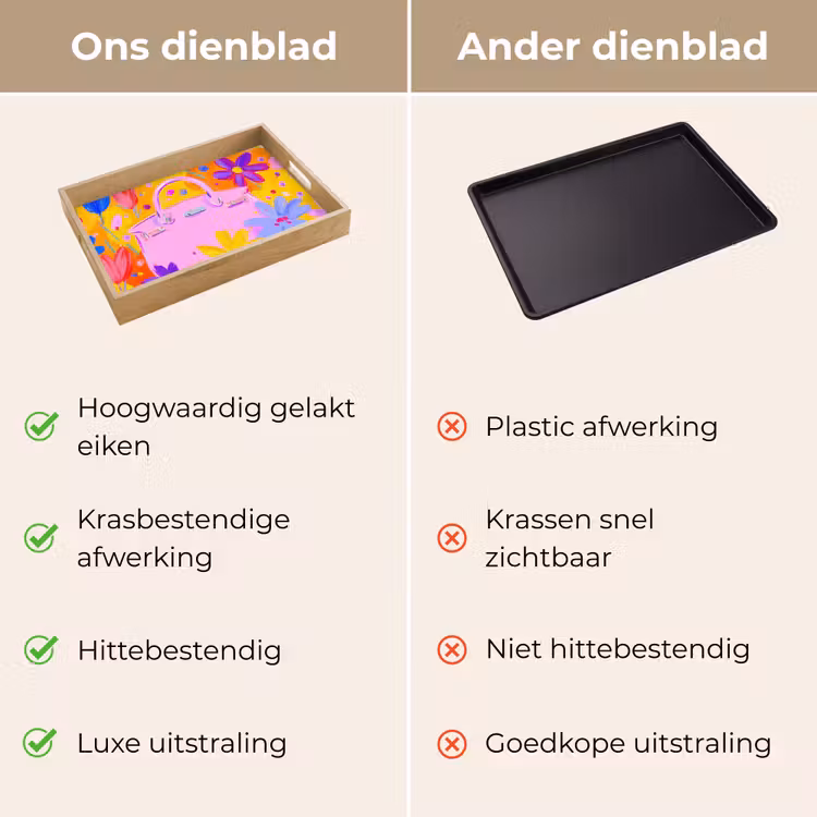 Tas - Roze - Bloemen Dienblad Rechthoek middel -USP_VergelijkingNL