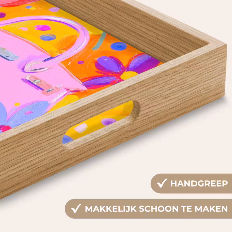 Tas - Roze - Bloemen Dienblad Rechthoek middel -USP_HandgreepNL