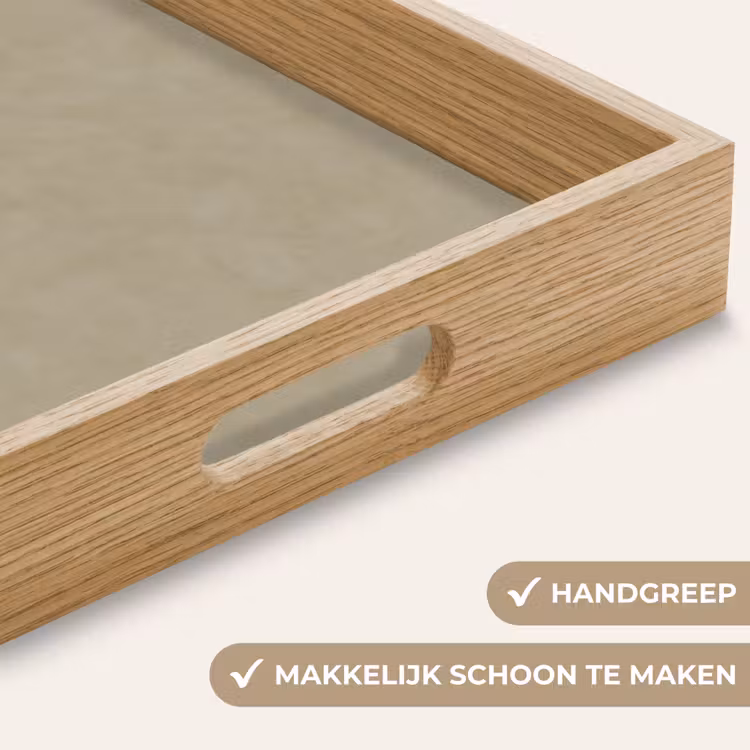 Taupekleur - Gewolkt textuur - Natuurlijk Dienblad Rechthoek middel 911 -USP_HandgreepNL