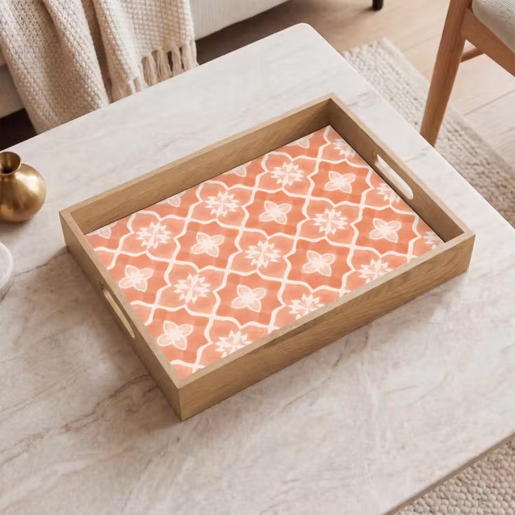 Tegelpatroon - Arabesk - Vintage - Terracotta Dienblad Rechthoek middel 911 -sfeer1