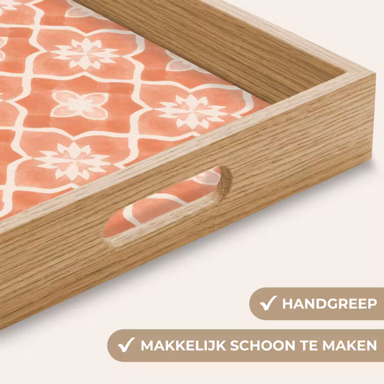 Tegelpatroon - Arabesk - Vintage - Terracotta Dienblad Rechthoek middel 911 -USP_HandgreepNL