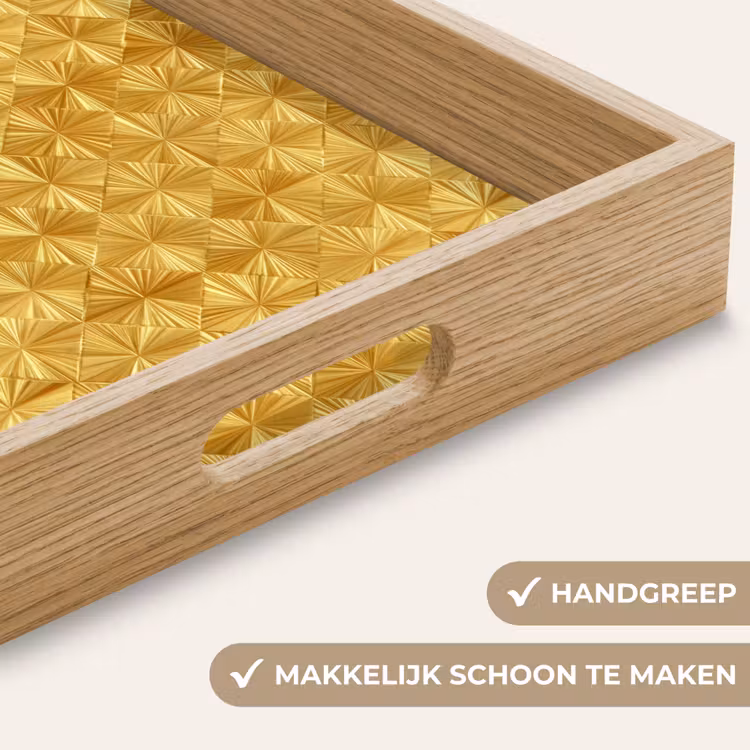 Tegels - Geometrisch - Reliëf - Goud Dienblad Rechthoek middel 911 -USP_HandgreepNL