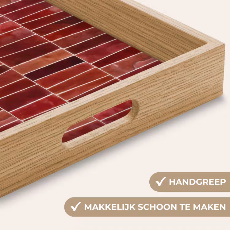 Tegels - Modern - Structuur - Dieprood Dienblad Rechthoek middel 911 -USP_HandgreepNL