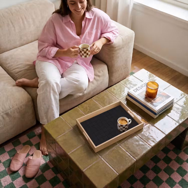 Tegels - Patroon - Mat - Zwart Dienblad Rechthoek middel 911 -sfeer3