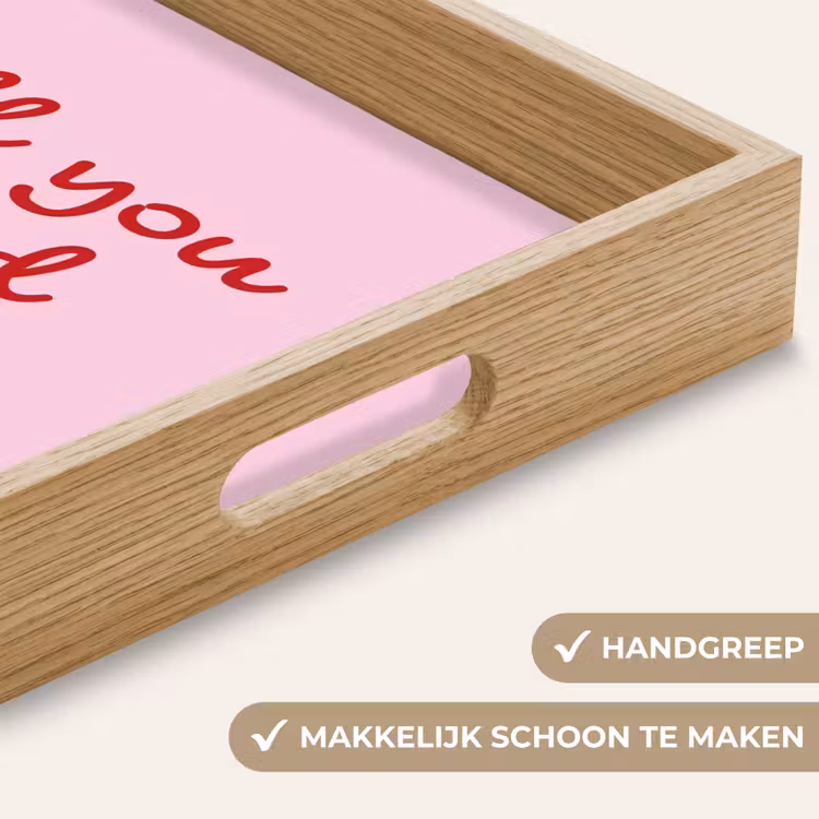 Tekst - Roze - Love - Hart Dienblad Rechthoek middel -USP_HandgreepNL