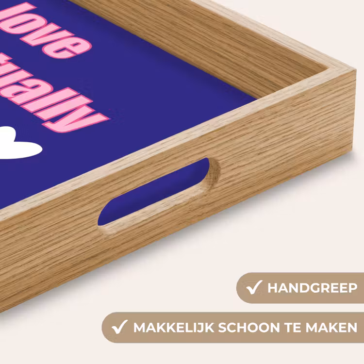 Tekst - Valentijn - Love - Blauw Dienblad Rechthoek middel -USP_HandgreepNL