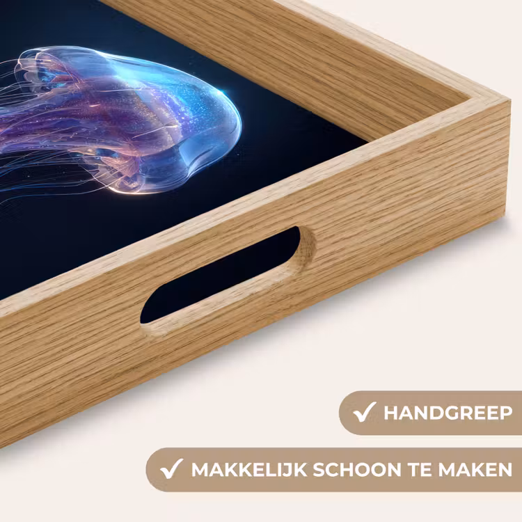 Tentakels - Kwal - Paars - Sprankeling Dienblad Rechthoek middel -USP_HandgreepNL