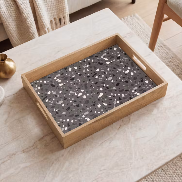 Terrazzo - Patroon - Grijs Dienblad Rechthoek middel 911 -sfeer1