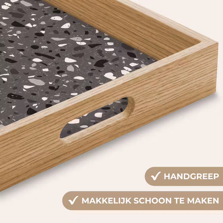 Terrazzo - Patroon - Grijs Dienblad Rechthoek middel 911 -USP_HandgreepNL
