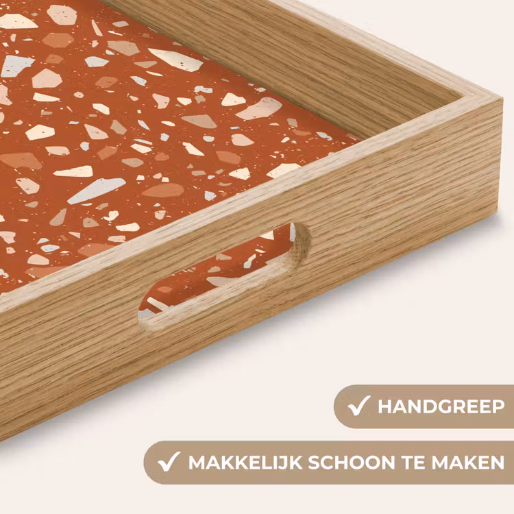 Terrazzo - Patroon - Klei Dienblad Rechthoek middel 911 -USP_HandgreepNL