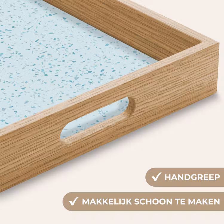 Terrazzo - Patroon - Kleurrijk - Baby Blauw Dienblad Rechthoek middel 911 -USP_HandgreepNL