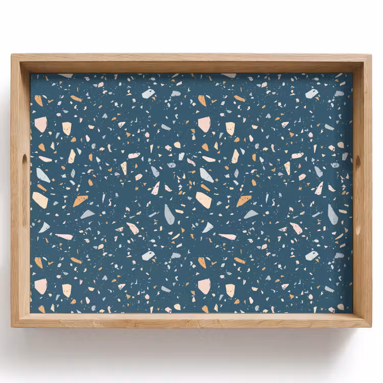 Terrazzo -  Patroon - Kleurrijk - Diep blauw Dienblad Rechthoek middel 911 -z3d_shopping