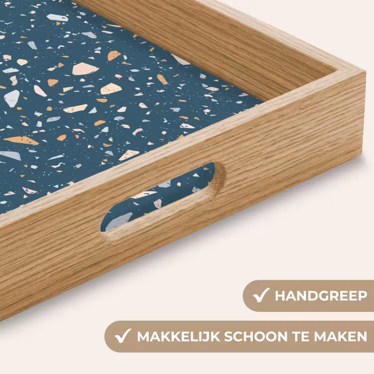 Terrazzo -  Patroon - Kleurrijk - Diep blauw Dienblad Rechthoek middel 911 -USP_HandgreepNL
