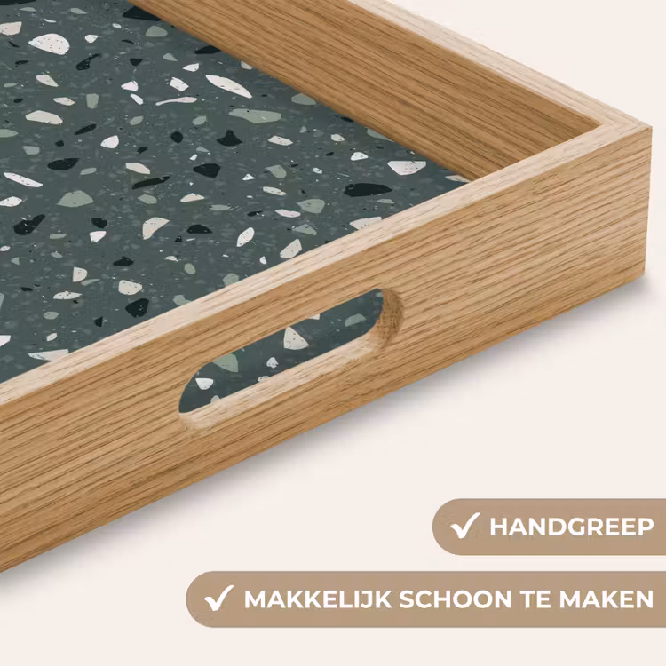 Terrazzo - Patroon - Kleurrijk - Groen Dienblad Rechthoek middel 911 -USP_HandgreepNL