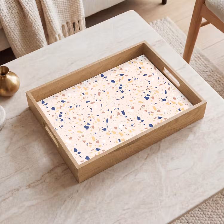 Terrazzo -  Patroon - Kleurrijk - Indigo Dienblad Rechthoek middel 911 -sfeer1