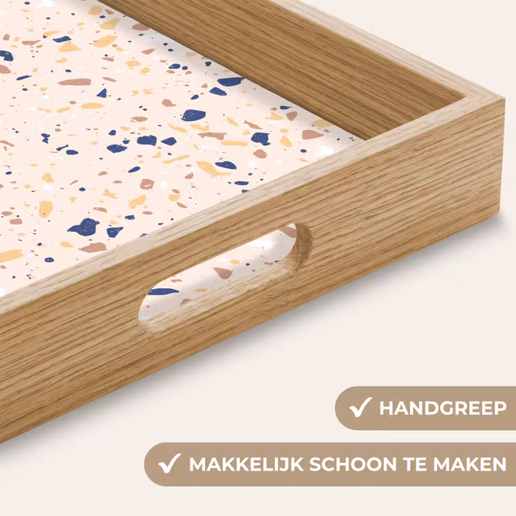 Terrazzo -  Patroon - Kleurrijk - Indigo Dienblad Rechthoek middel 911 -USP_HandgreepNL