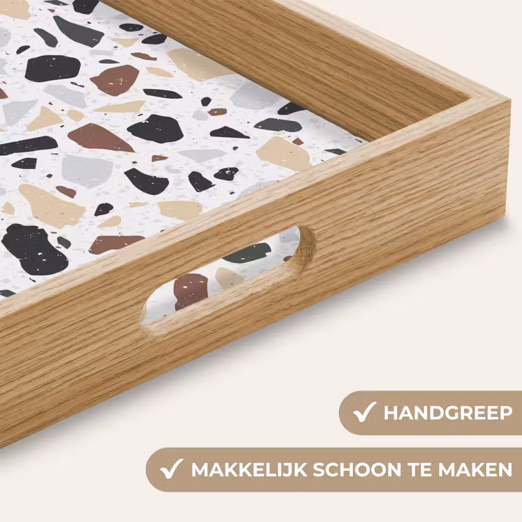 Terrazzo - Patroon - Kleurrijk - Klei Dienblad Rechthoek middel 911 -USP_HandgreepNL