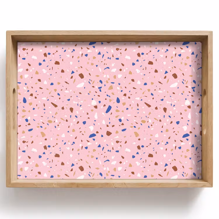 Terrazzo -  Patroon - Kleurrijk - Roze Dienblad Rechthoek middel 911 -z3d_shopping