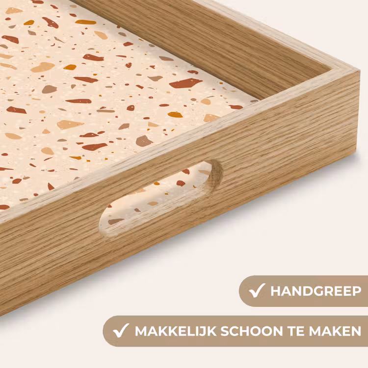 Terrazzo - Patroon - Kleurrijk - Steen Dienblad Rechthoek middel 911 -USP_HandgreepNL