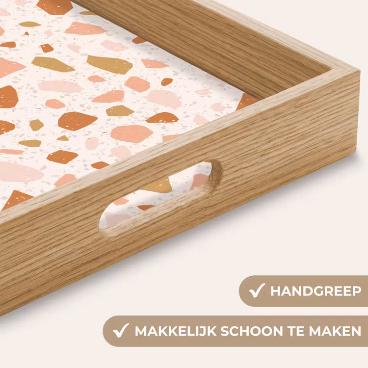 Terrazzo - Patroon - Kleurrijk - Zalm Dienblad Rechthoek middel 911 -USP_HandgreepNL