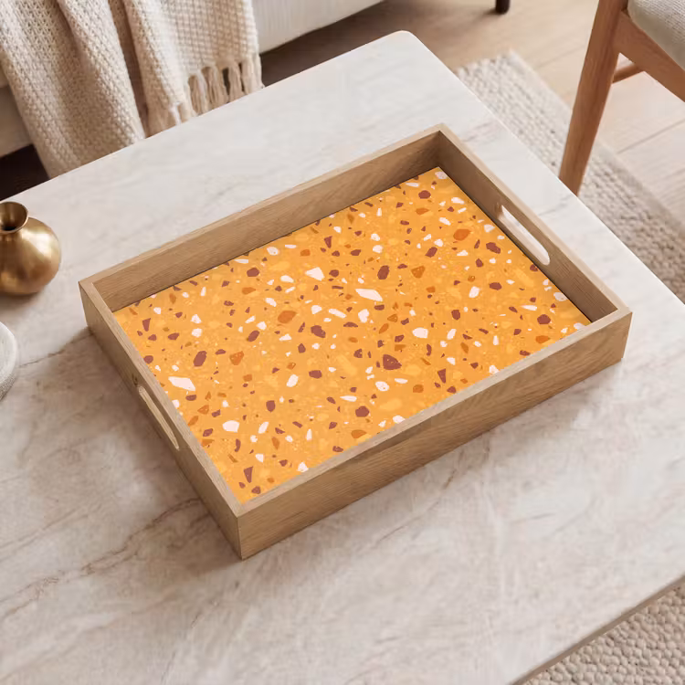 Terrazzo -  Patroon - Okergeel Dienblad Rechthoek middel 911 -sfeer1