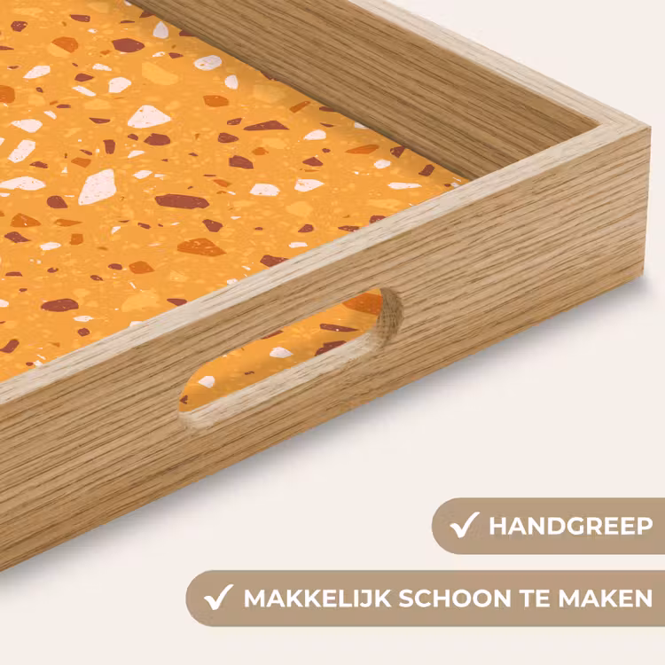 Terrazzo -  Patroon - Okergeel Dienblad Rechthoek middel 911 -USP_HandgreepNL