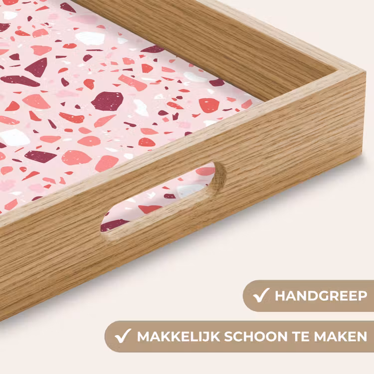 Terrazzo - Patroon - Roze Dienblad Rechthoek middel 911 -USP_HandgreepNL