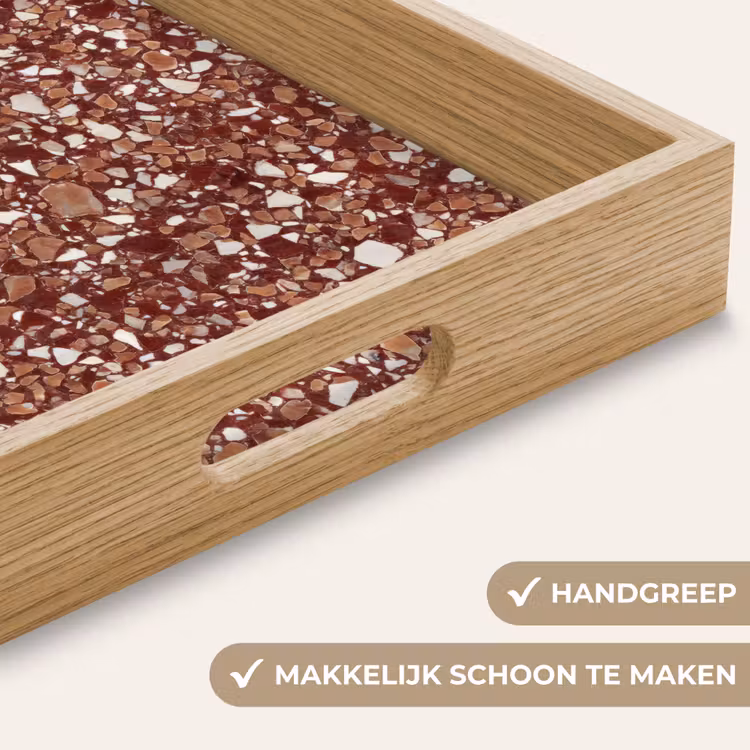 Terrazzo - Patroon - Steentextuur - Roodbruin Dienblad Rechthoek middel 911 -USP_HandgreepNL