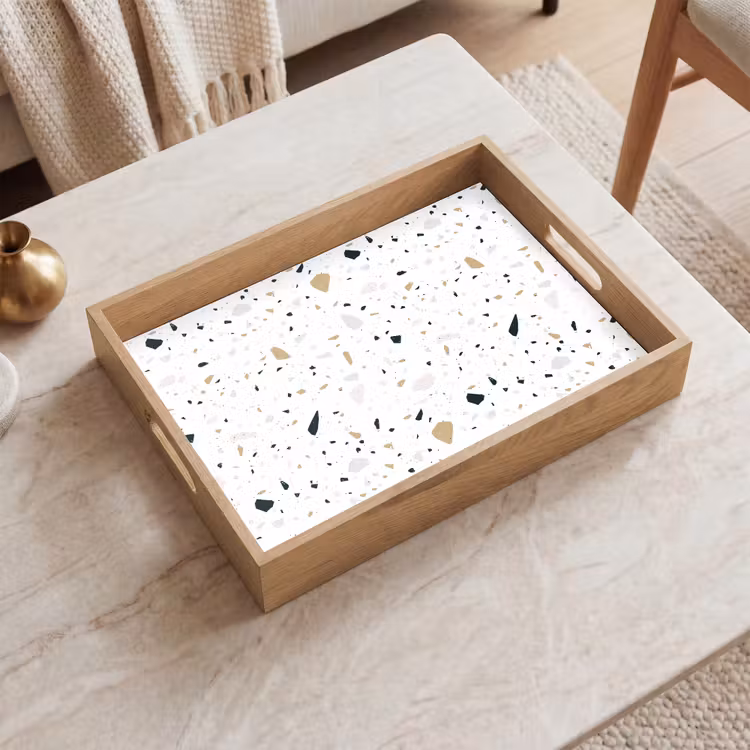 Terrazzo - Patroon - Wit - Neutraal Dienblad Rechthoek middel 911 -sfeer1