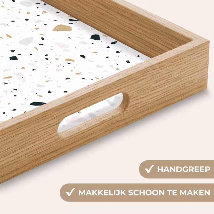 Terrazzo - Patroon - Wit - Neutraal Dienblad Rechthoek middel 911 -USP_HandgreepNL