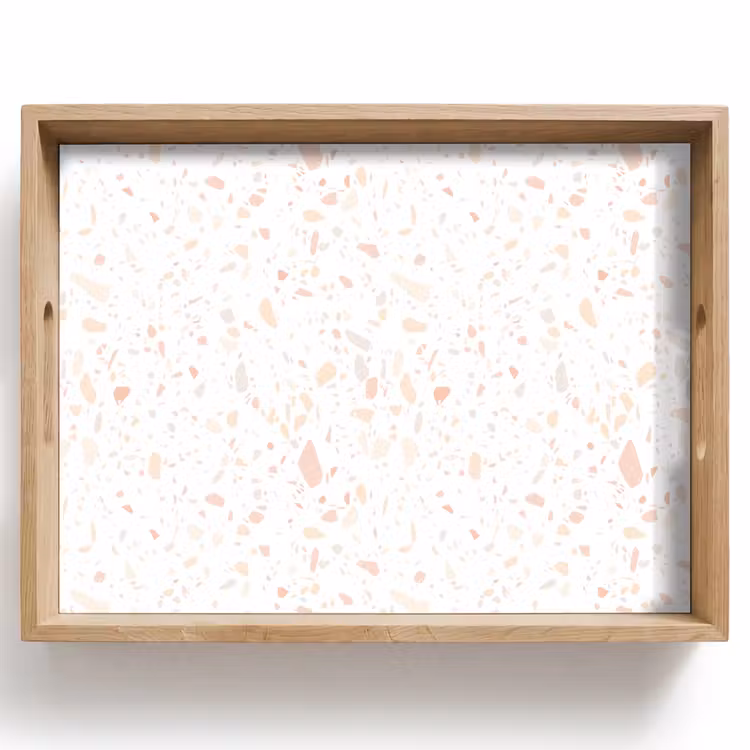 Terrazzo - Patroon - Wit - Perzik Dienblad Rechthoek middel 911 -z3d_shopping