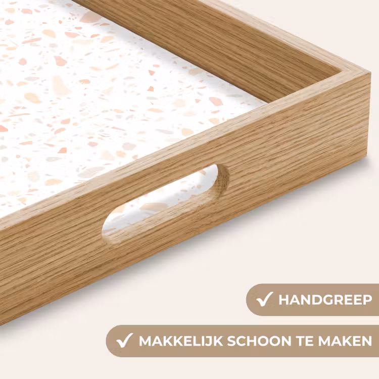Terrazzo - Patroon - Wit - Perzik Dienblad Rechthoek middel 911 -USP_HandgreepNL