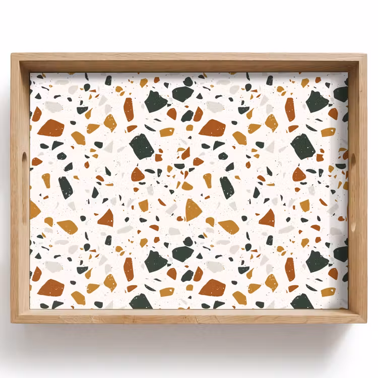 Terrazzo - Patroon - Wit - Terra Dienblad Rechthoek middel 911 -z3d_shopping