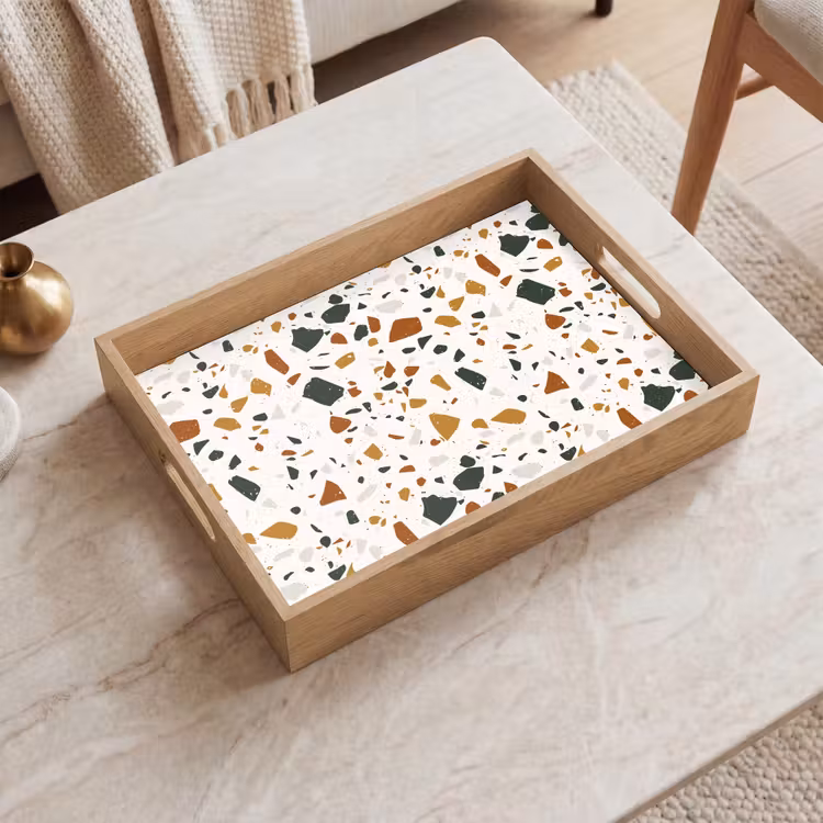 Terrazzo - Patroon - Wit - Terra Dienblad Rechthoek middel 911 -sfeer1