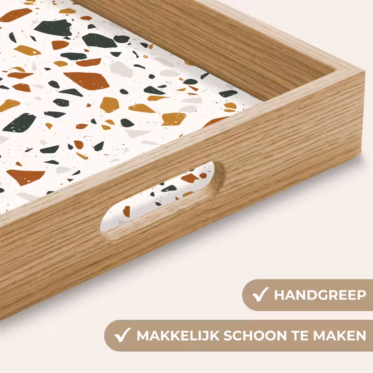 Terrazzo - Patroon - Wit - Terra Dienblad Rechthoek middel 911 -USP_HandgreepNL