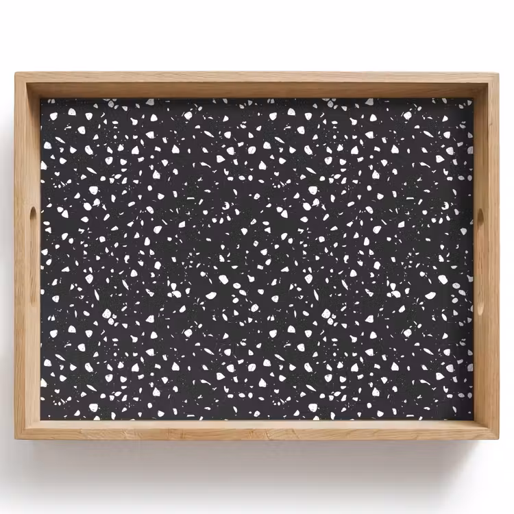 Terrazzo -  Patroon - Zwart - Wit Dienblad Rechthoek middel 911 -z3d_shopping