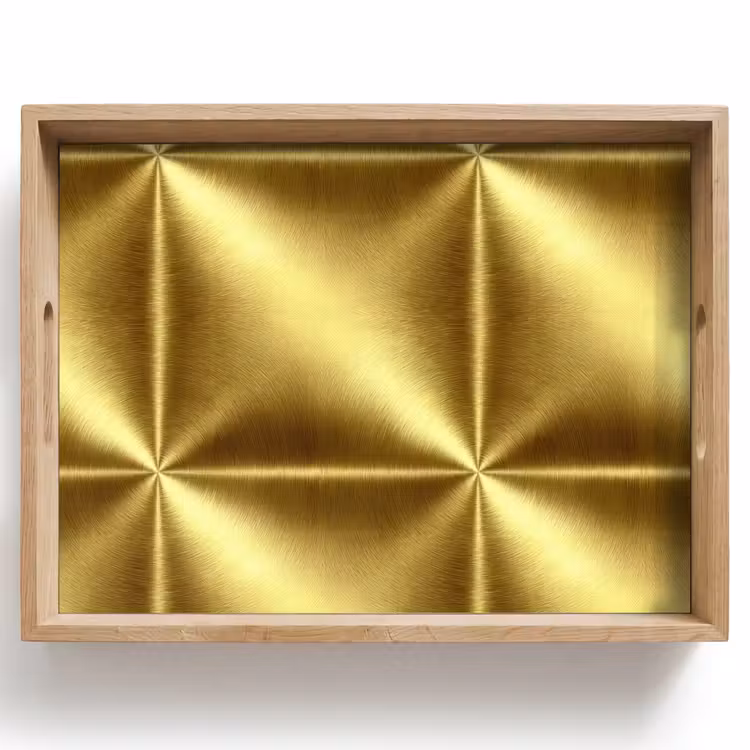 Textuur - Geborsteld Goud - Industrieel - Metallic Dienblad Rechthoek middel 911 -z3d_shopping